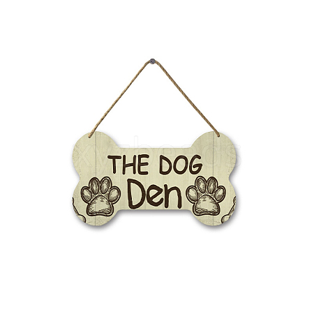 Dog Bone with Word Wood Pendant Decoration PW-WG69976-01-1