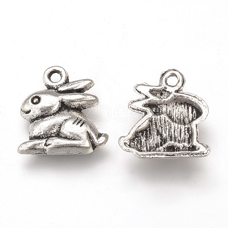 Tibetan Style Alloy Bunny Charms TIBEP-T002-45AS-RS-1