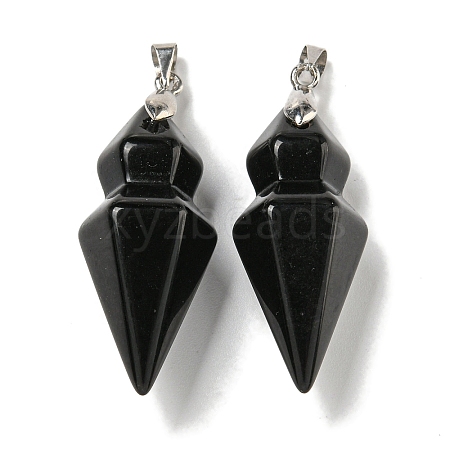 Natural Obsidian Pointed Pendants G-F766-08AS-05-1