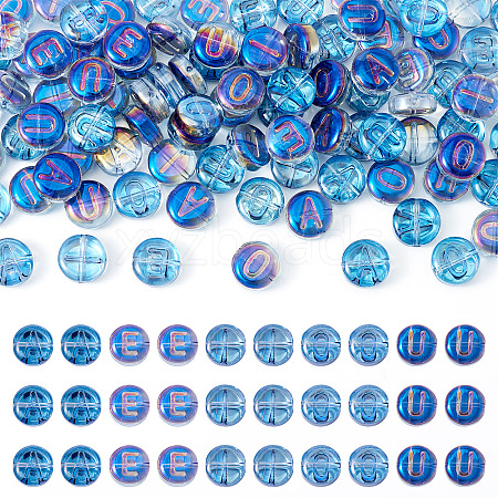 100Pcs 5 Styles Transparent Electroplated UV Plating Glass Beads GLAA-TA0003-19B-1