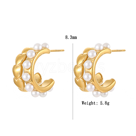 Imitation Pearl C Shape Stud Earrings for Women NU7062-1