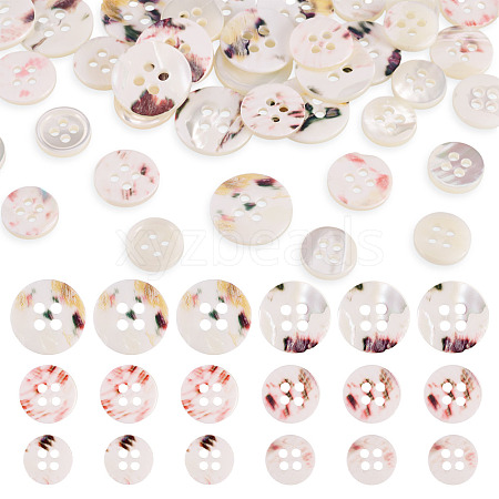 45Pcs 3 Style 4-Holes Shell Buttons BUTT-TA0001-27-1
