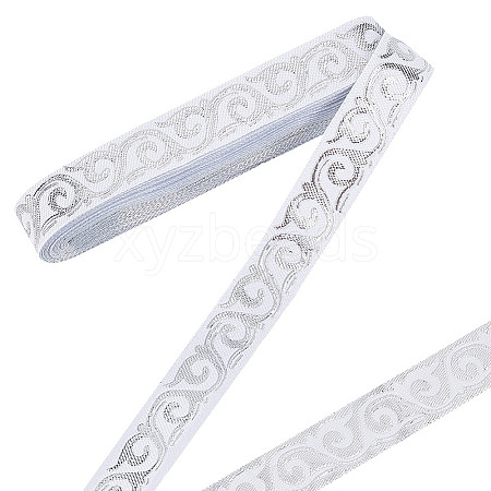 7M Polycotton Jacquard Flower Ribbon DIY-WH0568-58A-1