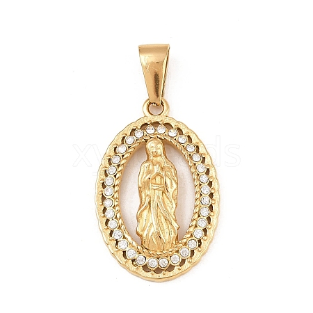 304 Stainless Steel with Rhinestone Pendants Hand Polished STAS-Z171-24G-01-1