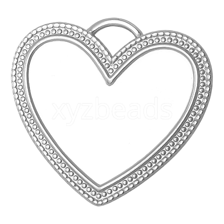 304 Stainless Steel Heart Pendant Cabochon Settings PW-WGB4066-01-1