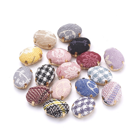 Handmade Cotton Cloth Fabric Covered Cabochons WOVE-S110-01-1