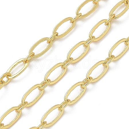 Rack Plating Oval Brass Link Chains KK-K392-61G-1