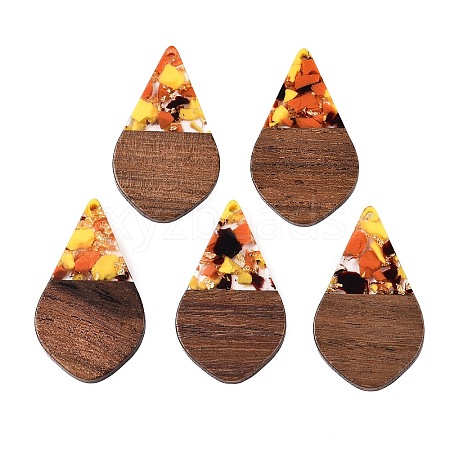 Transparent Resin and Walnut Wood Pendants RESI-T057-06M-1