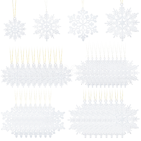 36Pcs Snowflake Plastic Pendant Decorations DIY-CP0013-33A-1