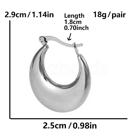 304 Stainless Steel French Style Irregular U-shaped Hoop Earrings VQ4620-1-1