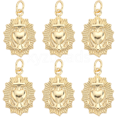 Beebeecraft 6Pcs Brass Pendants KK-BBC0009-54-1