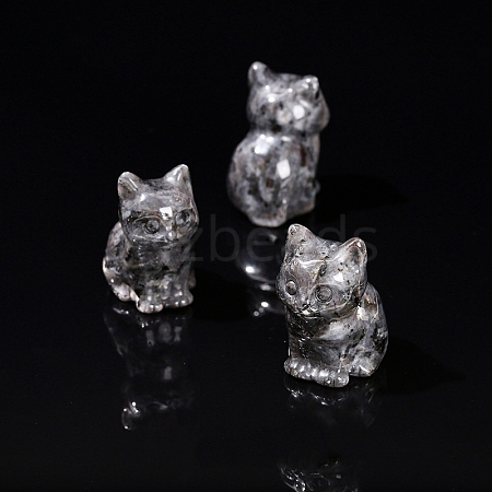 Natural Larvikite Carved Cat Figurines PW-WG551C8-04-1