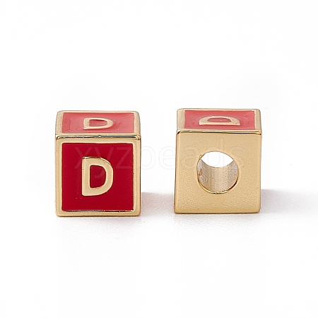 Rack Plating Brass Enamel Beads KK-B060-04G-03D-1