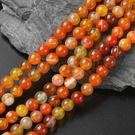 Natural Striped Agate/Banded Agate Beads Strands G-I254-03B-02-1