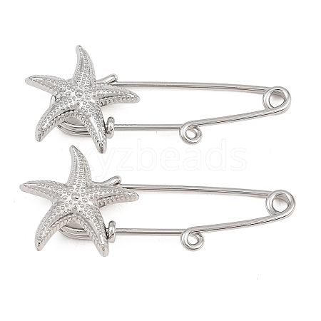Starfish 304 Stainless Steel Safety Pins Brooch Findings SA-CBA098D-16C-P01-1