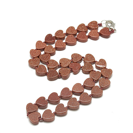 Synthetic Goldstone Beaded Necklaces NJEW-S403-08-1