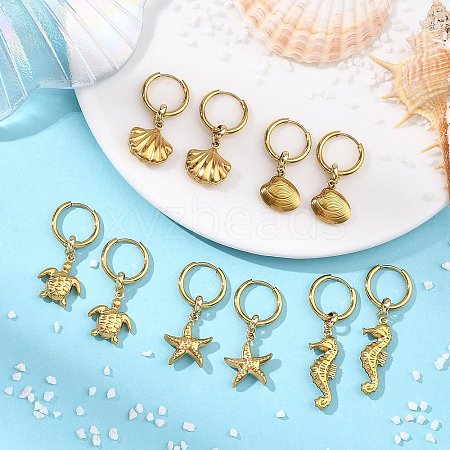 Ocean 304 Stainless Steel Hoop Dangle Earrings for Women EJEW-JE07267-01-1