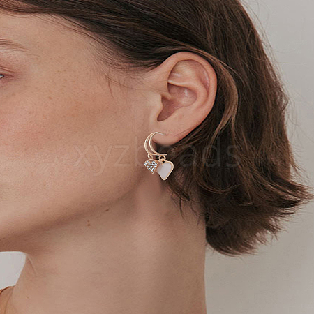 1 Pair Alloy Rhinestone Dangle Stud Earrings EJEW-LP0003-74B-1