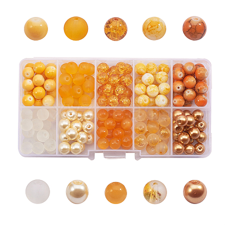 200Pcs 10 Style Glass Beads Strands GLAA-CJ0001-38-1