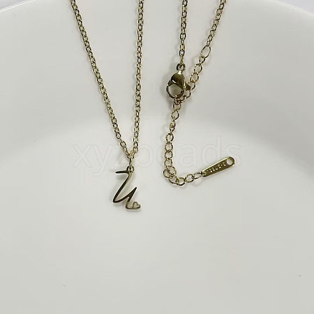 304 Stainless Steel Letter Pendant Necklaces NJEW-WH0027-04U-G-NR-1