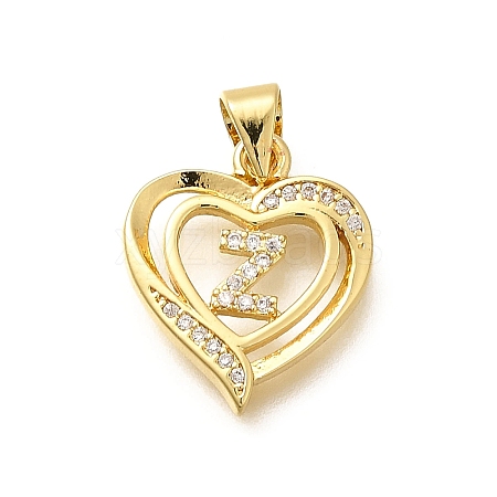 Rack Plating Brass Micro Pave Cubic Zirconia Pendants KK-L226-101G-Z-1