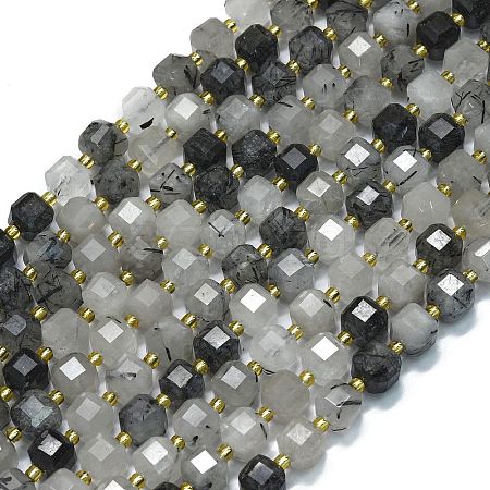 Natural Tourmalinated Quartz Beads Strands G-K389-A20-01-1