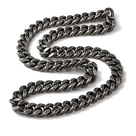 201 Stainless Steel Cuban Link Chain Necklaces NJEW-H033-05B-AS-1
