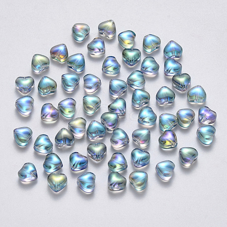 Transparent Spray Painted Glass Beads GLAA-R211-02-D01-1