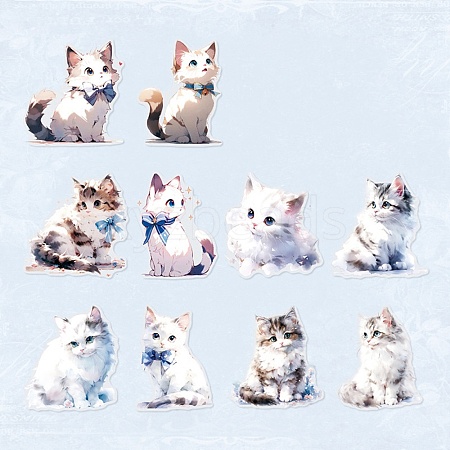 10Pcs 10 Styles Waterproof PET Stickers Set DIY-M002-01A-1