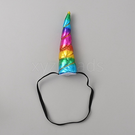 Polyester Unicorn Horn Ear Elastic Headband OHAR-WH0023-13A-1