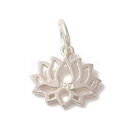 925 Sterling Silver Lotus Flower Charms with Jump Rings FIND-U013-02S-03-1