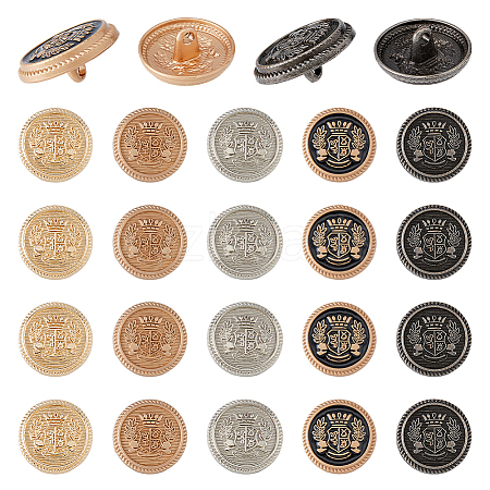 40Pcs 5 Styles 1-Hole Alloy Shank Buttons FIND-DC0005-77A-1