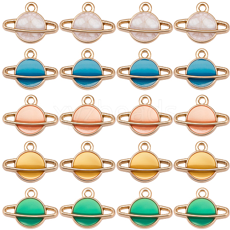 30Pcs 5 Colors Alloy Enamel Pendants ENAM-BM0001-34-1
