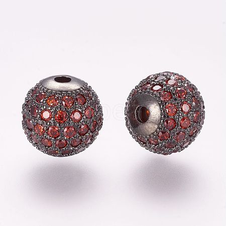 Brass Micro Pave Cubic Zirconia Beads ZIRC-G092-23B-03-1