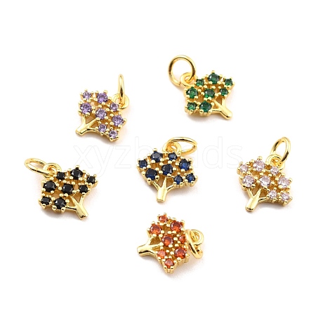 Brass Micro Pave Cubic Zirconia Charms KK-A156-11G-RS-1