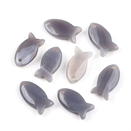 Natural Grey Agate Pendants G-N342-106C-1