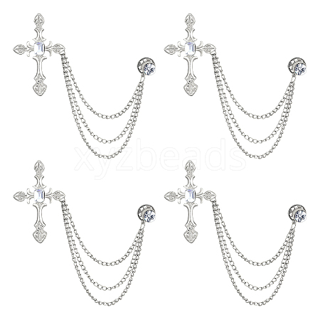 Cross Alloy Rhinestone Lapel Pin Backs JEWB-WH0051-057P-1