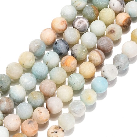 Natural Flower Amazonite Beads Strands X-G-G692-01F-8mm-1