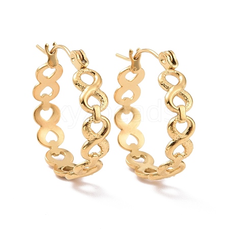 Ion Plating(IP) 304 Stainless Steel Infinity Hoop Earrings for Women EJEW-G293-28G-1