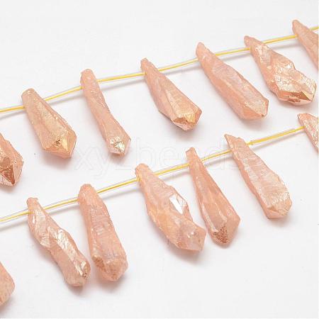Electroplated Natural Quartz Crystal Beads Strands G-G890-A-09-1