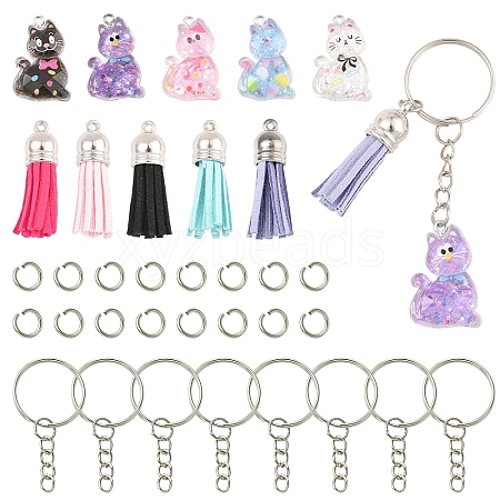 DIY Resin Cat Pendant Keychian Making Kits DIY-YW0013-16-1