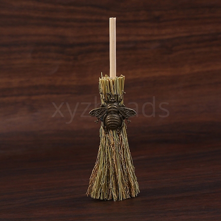 Mini Witch Wiccan Altar Broom with Alloy Charms PW-WGDD577-02-1