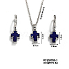 Elegant Cross Brass Rhinestones Necklace & Hoop Earrings Set for Women XB3228-2-1