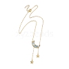 Natural Aquamarine Chip Beads Moon Pendant Brass Cable Chain Necklaces for Women NJEW-TA00257-04-3