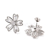 Rack Plating Flower Brass Micro Pave Clear Cubic Zirconia Stud Earrings EJEW-M029-01B-P-2