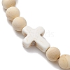 Wood Beads Stretch Bracelets for Men BJEW-JB11303-03-3