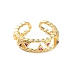 Rack Plating Brass Micro Pave Cubic Zirconia Open Cuff Rings for Women RJEW-U026-05G-01-3