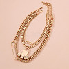 Alloy Lock Pendant Safety Pin Dice Chain Multi-Layered Necklaces FS-WG7F0DA-04-1