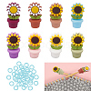 GOMAKERER 16Pcs 8 Colors Sunflower Planter Silicone Knitting Needle Stoppers DIY-GO0001-92-1