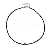 3mm Faceted Round Natural Black Spinel Beaded Necklaces NJEW-JN05126-4